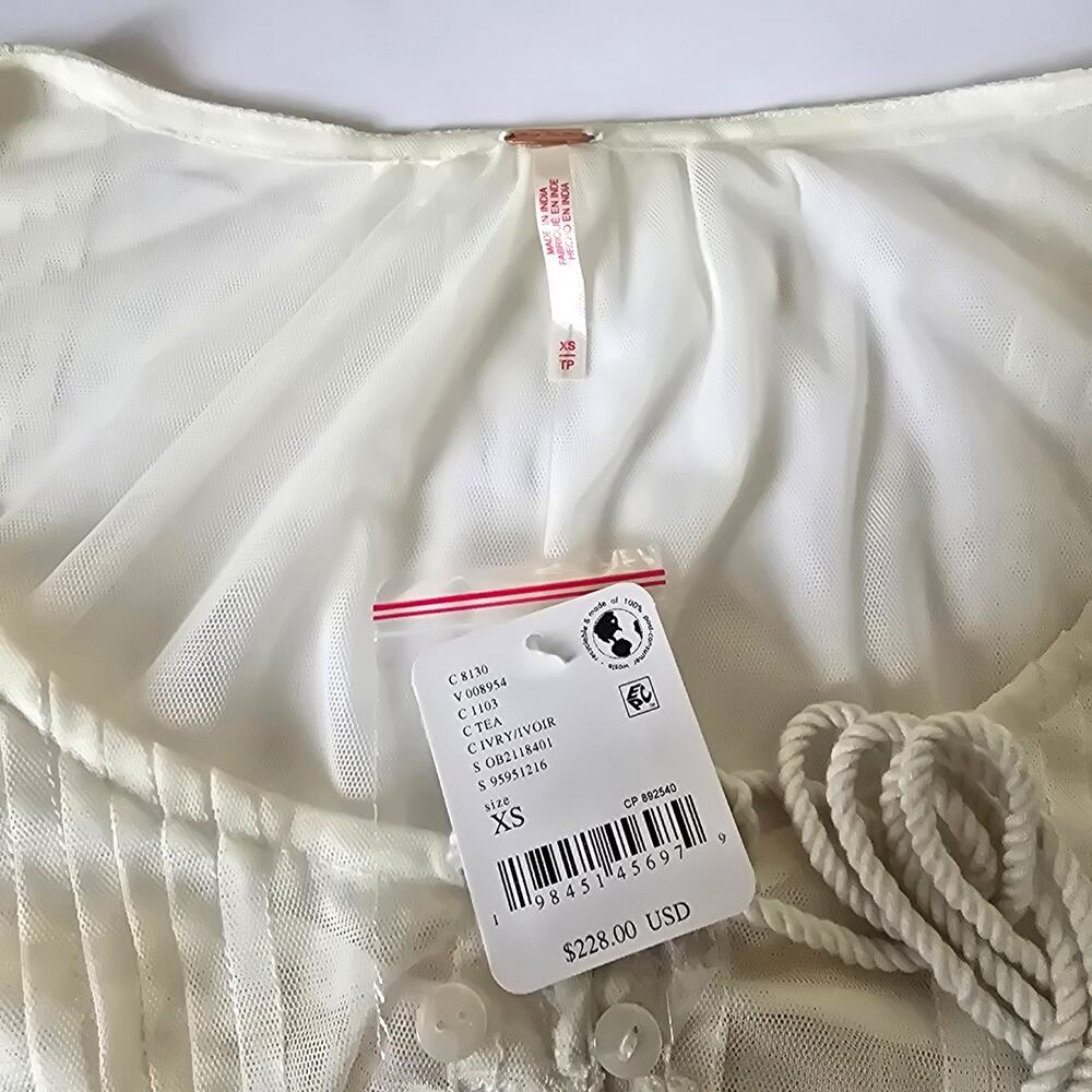 New Free People Stevie Sheer Lace Maxi Dress $228 X-SMALL Ivory Boho Embroidered - Picture 7 of 7